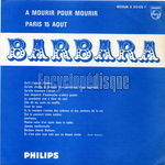 [Pochette de  mourir pour mourir (BARBARA)]