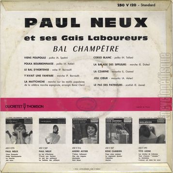 [Pochette de Bal champtre (Paul NEUX et ses gais laboureurs) - verso]