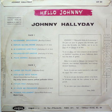 [Pochette de Hello Johnny (Johnny HALLYDAY) - verso]