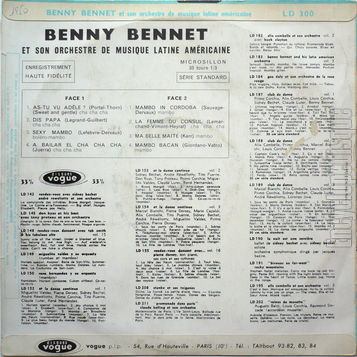 [Pochette de As-tu vue Adle, Dis Papa, Mambo bacan… (Benny BENNET) - verso]