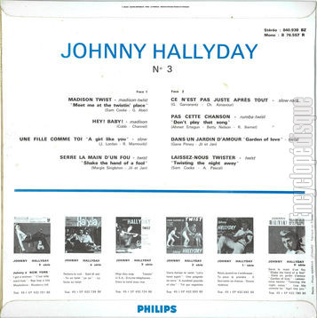 [Pochette de N 3 - version stro (Johnny HALLYDAY) - verso]