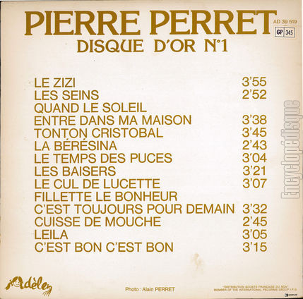 [Pochette de Disque d’or n1 (Pierre PERRET) - verso]