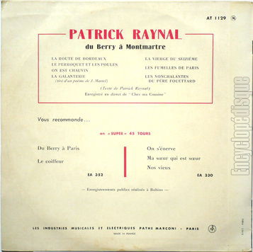 [Pochette de Du Berry  Montmartre (Patrick RAYNAL) - verso]