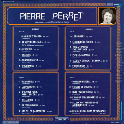 [Pochette de La double disque d’or (Pierre PERRET) - verso]