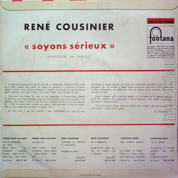 [Pochette de Soyons srieux (Ren COUSINIER) - verso]