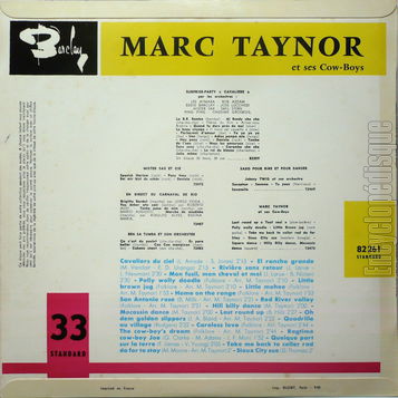 [Pochette de Cow-boy parade (Marc TAYNOR) - verso]