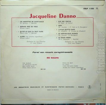 [Pochette de Les mouettes de Saint-Malo, Alors, Non… (Jacqueline DANNO) - verso]