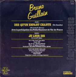 [Pochette de Ds qu’un enfant chante (Bruno GUILLAIN) - verso]