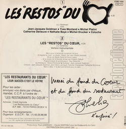 [Pochette de Les restos du cœur (Les RESTOS DU COEUR) - verso]