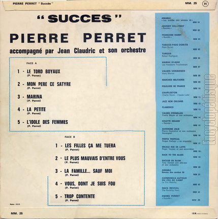 [Pochette de Succs (Pierre PERRET) - verso]