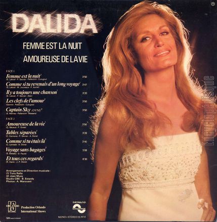 [Pochette de Amoureuse de la vie, Femme est la nuit… (DALIDA) - verso]