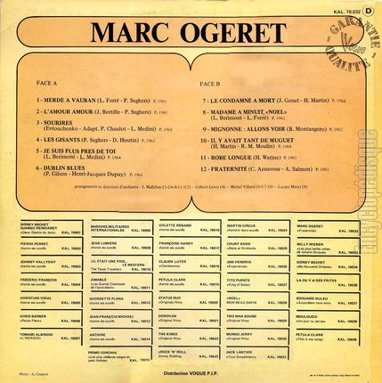 [Pochette de Fraternit (Marc OGERET) - verso]