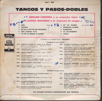 [Pochette de Tangos y paso-dobles (Armando CANFORA) - verso]