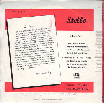 [Pochette de Chante… -  1re srie (STELLO) - verso]