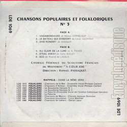 [Pochette de Chansons populaires et folkloriques vol. 3 (CHORALE FDRALE DU SCOUTISME FRANAIS) - verso]