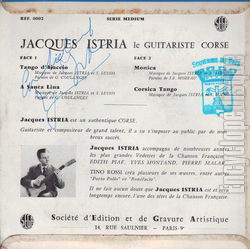 [Pochette de Tano d’Ajaccio (Jacques ISTRIA) - verso]