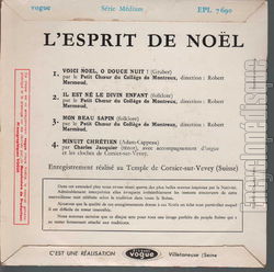 [Pochette de L’esprit de Nol (PETIT CHOEUR DU COLLGE DE MONTREUX) - verso]