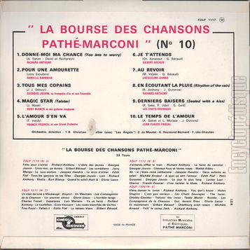 [Pochette de La bourse des chansons n 10 (La BOURSE DES CHANSONS) - verso]