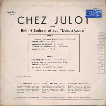 [Pochette de Chez Julot - volume 11 (Bbert LEDURE et ses  DURS--CUIRE ) - verso]