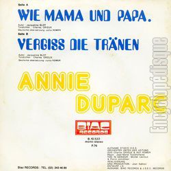 [Pochette de Wie Mama und Papa (Annie DUPARC) - verso]