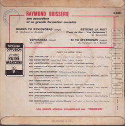 [Pochette de Quand tu reviendras (Raymond BOISSERIE) - verso]