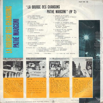 [Pochette de La bourse des chansons Path-Marconi n 2 (La BOURSE DES CHANSONS) - verso]