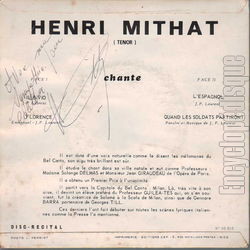 [Pochette de Il bivio (Henri MITHAT) - verso]