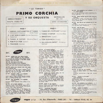 [Pochette de Le tango (Primo CORCHIA) - verso]