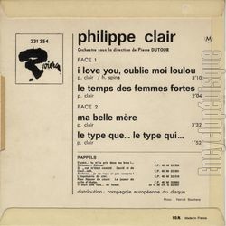 [Pochette de Le temps des femmes fortes (Philippe CLAIR) - verso]