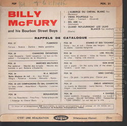 [Pochette de Dixieland jazz (Billy McFURY) - verso]