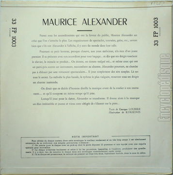 [Pochette de Enfin des vrais disques de danse (Maurice Alexander) - verso]