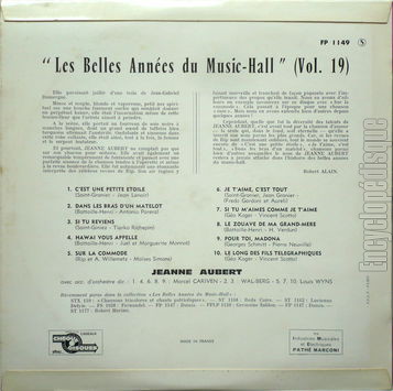 [Pochette de Les belles annes du music-hall - vol. 19 (Jeanne AUBERT) - verso]