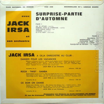 [Pochette de Surprise partie d’automne (Jack IRSA) - verso]