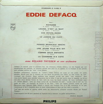 [Pochette de Paysans, Ces petits riens, Le jardin du cur… (Eddie DEFACQ) - verso]