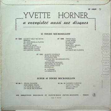 [Pochette de Bal de la montagne (Yvette HORNER) - verso]