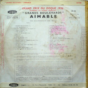 [Pochette de Grands boulevards (AIMABLE) - verso]