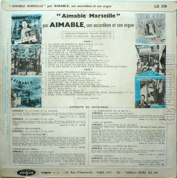 [Pochette de Aimable Marseille (AIMABLE) - verso]