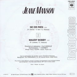 [Pochette de Ne dis rien (Jeane MANSON) - verso]