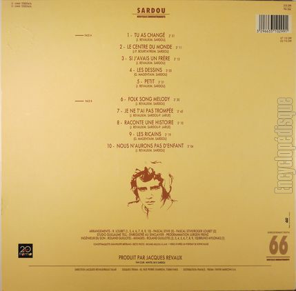 [Pochette de Sardou 66 - Nouveaux enregistrements (Michel SARDOU) - verso]