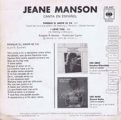 [Pochette de Porque el amor se va (Jeane MANSON) - verso]