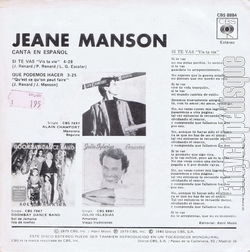 [Pochette de Si te vas (Jeane MANSON) - verso]