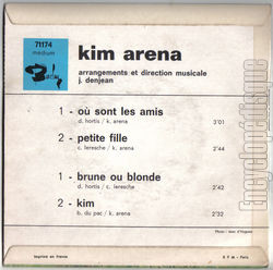 [Pochette de O sont les amis ? (Kim ARENA) - verso]