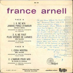 [Pochette de Il ne m’a jamais parl d’amour (France ARNELL) - verso]