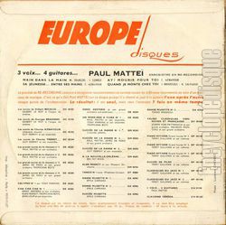 [Pochette de 3 voix… 4 guitares… (Paul MATTEI) - verso]