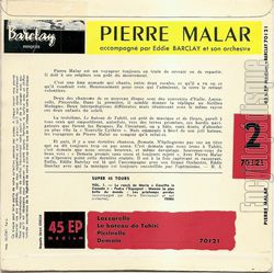 [Pochette de Lazzarelle (Pierre MALAR) - verso]