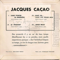 [Pochette de Sans porter la bannire (Jacques CAAO) - verso]