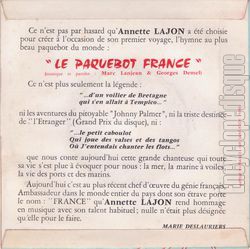 [Pochette de  un bateau qui vient de France (Annette LAJON) - verso]