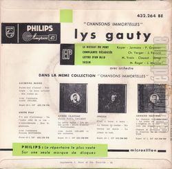 [Pochette de Chansons immortelles (Lys GAUTY) - verso]