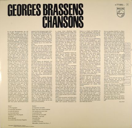 [Pochette de Chansons (Georges BRASSENS) - verso]