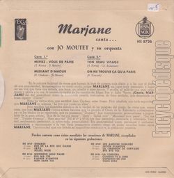 [Pochette de Marjane canta (MARJANE) - verso]